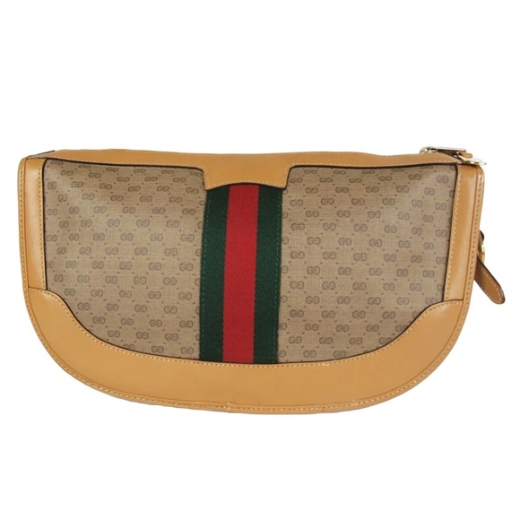 🔴SOLD🔴GUCCI Vintage Sherry Line Micro GG Web PVC Canvas Browns Crossbody bag - Picture 5 of 15